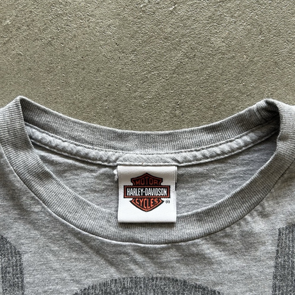 Vintage Harley Davidson Skull Shirt Size Medium Gray Fremont Michigan Biker - Picture 2 of 6